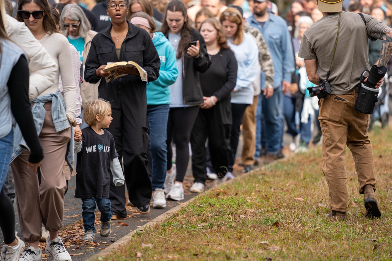 Believers gathered for a prayer walk near an abortion center