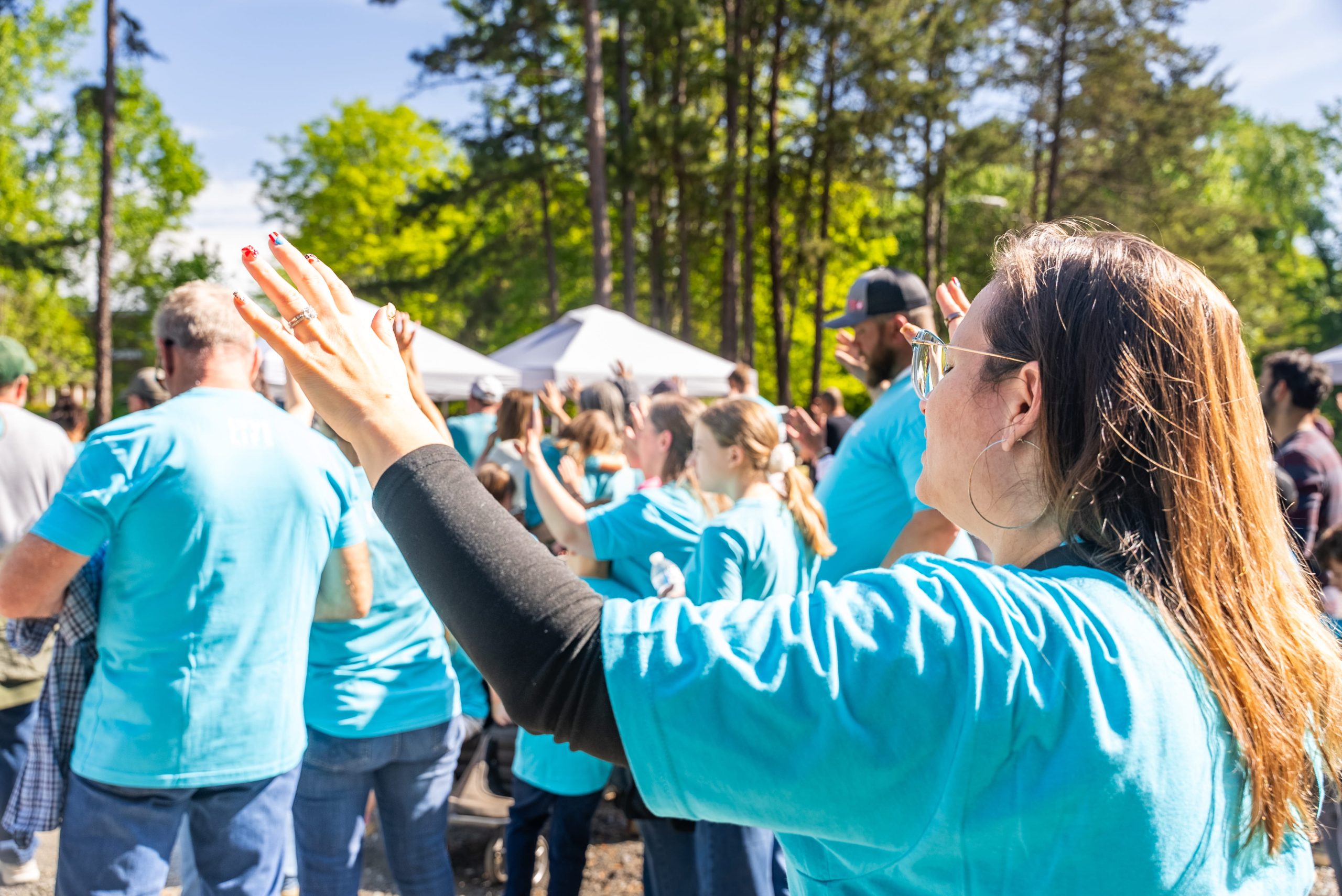 Believers gathered for a Love Life prayer walk