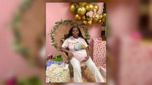 Mom at a baby shower