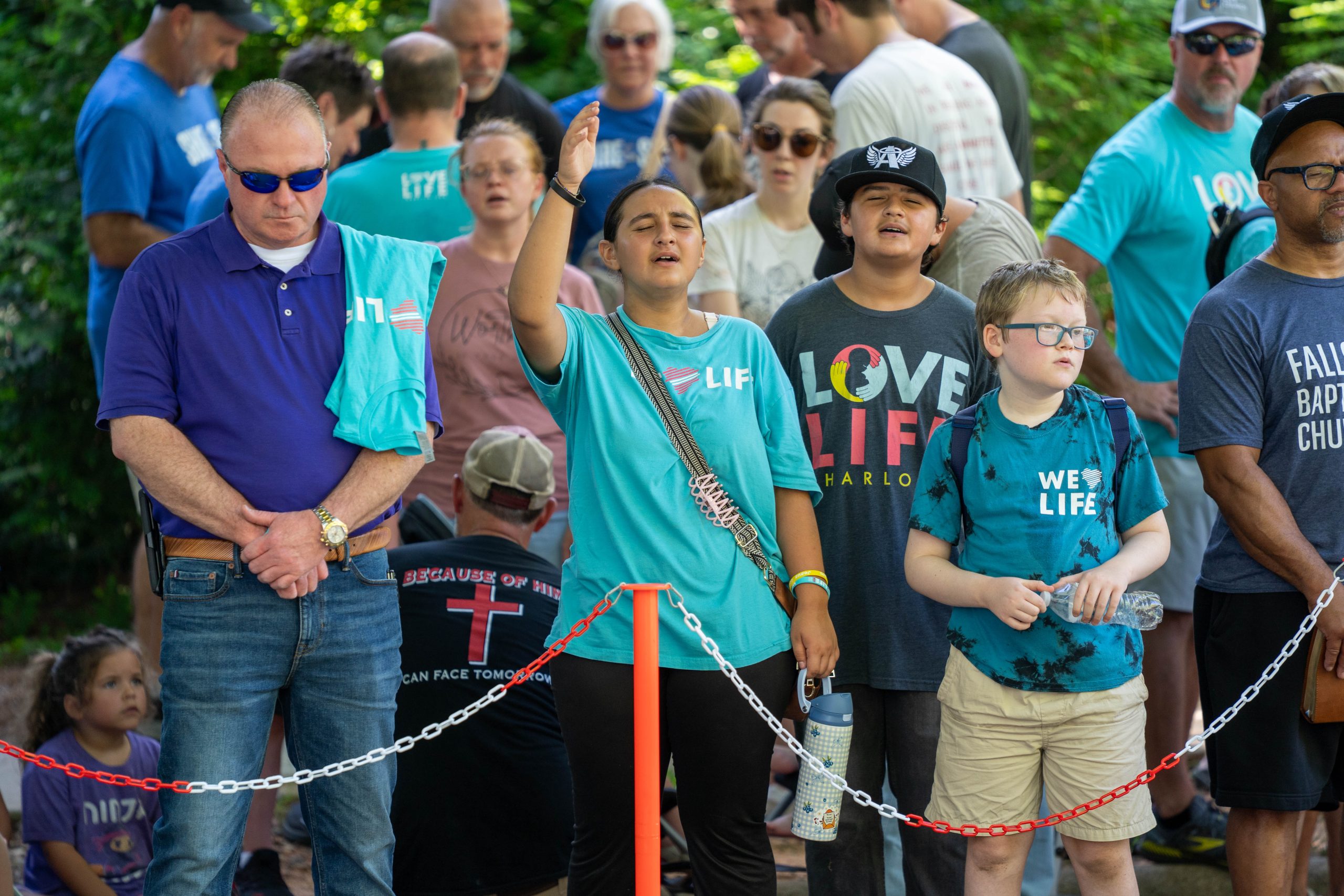 Love Life prayer walkers gathered in prayer