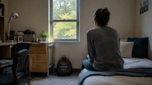 Alone in Her Dorm Room Header