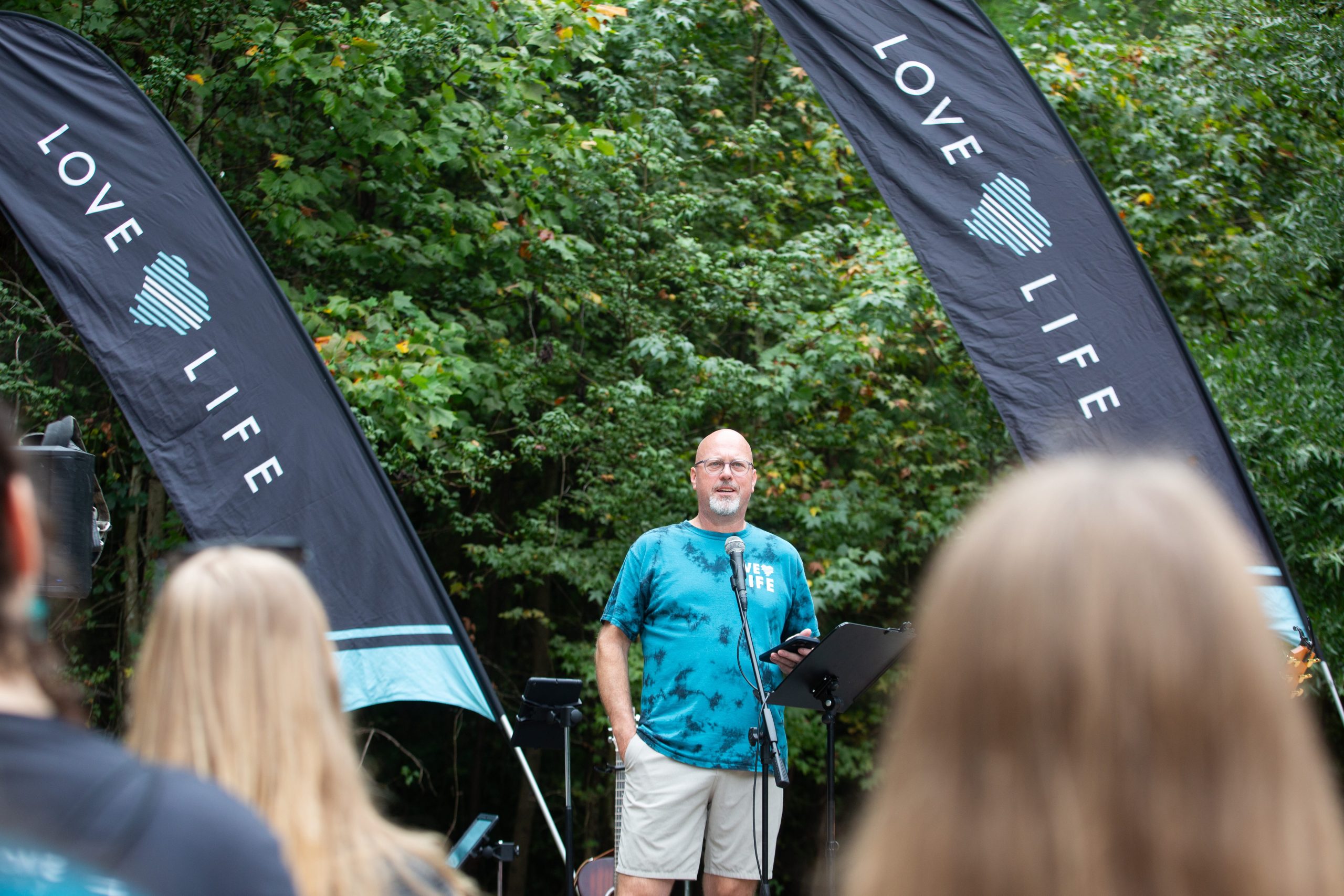 Pastor Ben Myers shares at the Youth for Life prayer walk in Raleigh